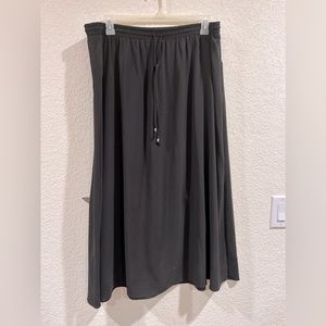 Black petite high waisted draw string tie skirt